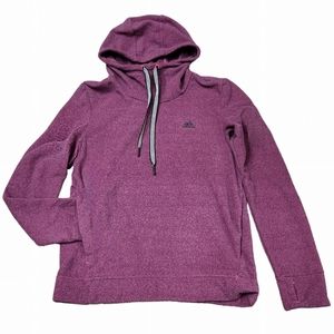❤️2/$18 Adidas Purple Herringbone Long Sleeve Cowl Neck Pullover Hoodie Zipper S